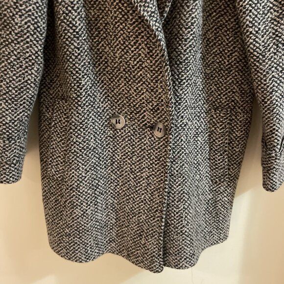 VTG 80s Tweed Double Breasted Coat Jacket Women's M Pastel Pink Puff Sleeves USA - Picture 4 of 13